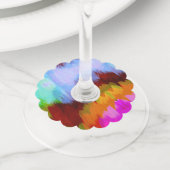 Waterverf waterval, natuur 2 wijnglaslabel (Dichtbij)