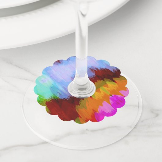 Waterverf waterval, natuur 2 wijnglaslabel (Dichtbij)