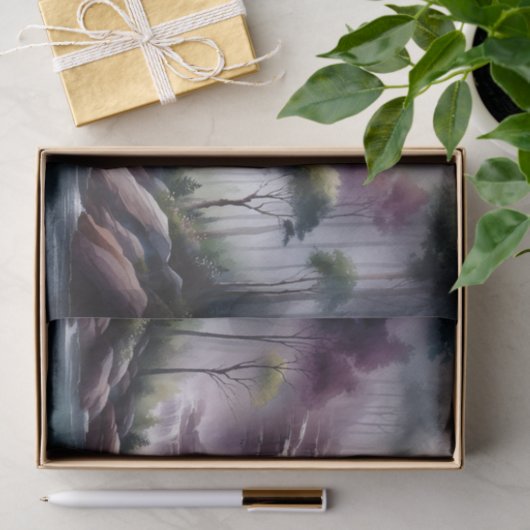 Waterverf waterval Paarse en groene decoupage Tissuepapier (Geschenk)