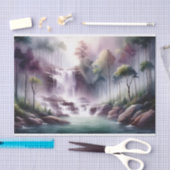 Waterverf waterval Paarse en groene decoupage Tissuepapier (Craft)