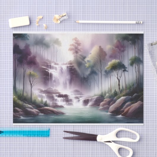 Waterverf waterval Paarse en groene decoupage Tissuepapier (Craft)