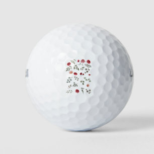 Waterverf Waterverf Rozen Groene bladeren Bladeren Golfballen