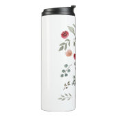 Waterverf Waterverf Rozen Groene bladeren Bladeren Thermosbeker (Gedraaid links)