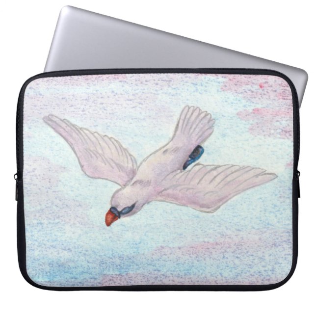 Waterverf Waterverf White Eagle Flying Reiki Laptop Sleeve (Voorkant)