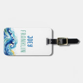 Waterverf Wave Beach Gepersonaliseerde Rugzak Labe Bagagelabel (Voorkant horizontaal)