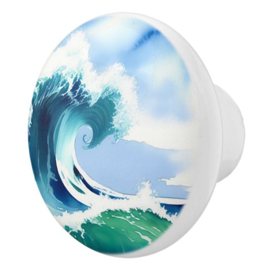 Waterverf Wave Keramische Knop (Rechts)