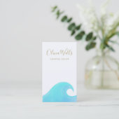 Waterverf Wave Tropical Coastal Decor Designer Bu Visitekaartje (Staand voorkant)
