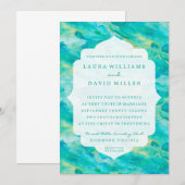 Waterverf Waves Beach huwelijksuitnodiging Kaart (Voorkant / Achterkant)