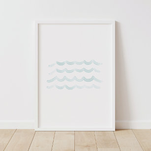 Waterverf Waves Beach Nursery Decor Poster