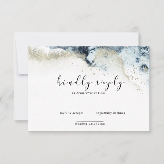 Waterverf Waves Elegant RSVP-kaart RSVP Kaartje (Voorkant)