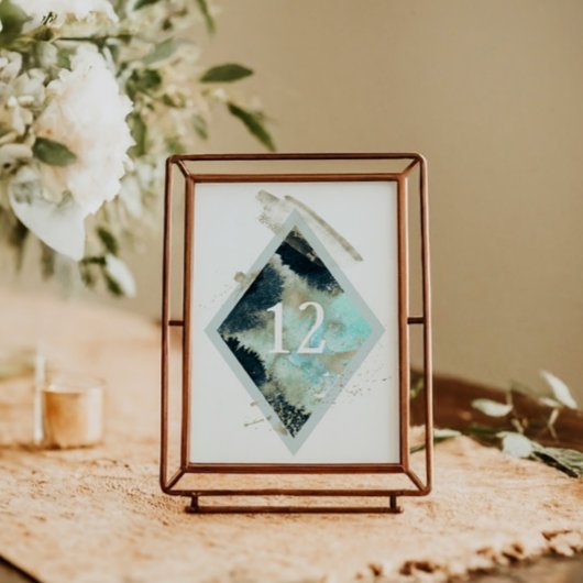 Waterverf Waves Elegant Wedding Table Kaart