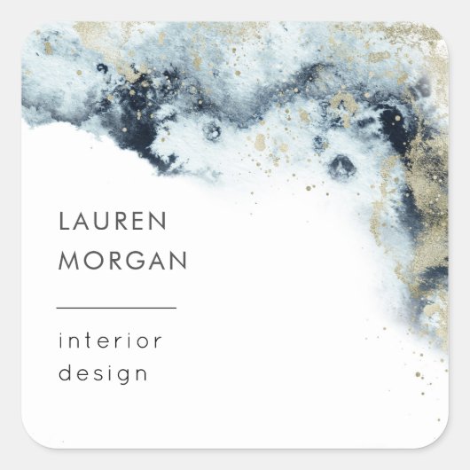 Waterverf Waves en Zand Business Vierkante Sticker (Voorkant)