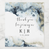 Waterverf Waves en Zand Monogram Wijnlabel Set Wijn Etiket (Enkel label)