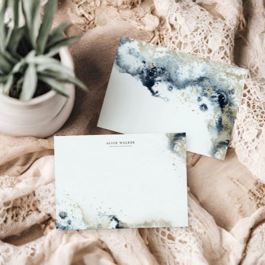 Waterverf Waves en Zand Stationery Note Kaart Notitiekaartje