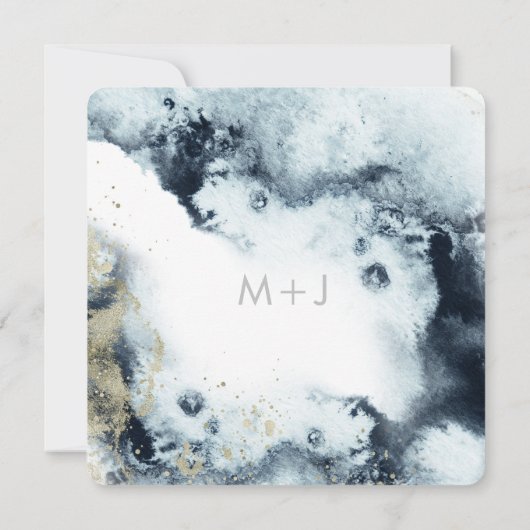 Waterverf Waves Foto Opslaan Datum Kaart (Achterkant)