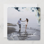 Waterverf Waves Foto Opslaan Datum Kaart (Voorkant)