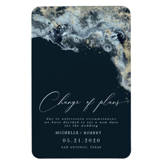 Waterverf Waves Gold Wedding Wijzig de datum Magneet (Verticaal)