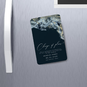 Waterverf Waves Gold Wedding Wijzig de datum Magneet