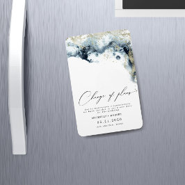Waterverf Waves Gold Wedding Wijzig de datum Magneet