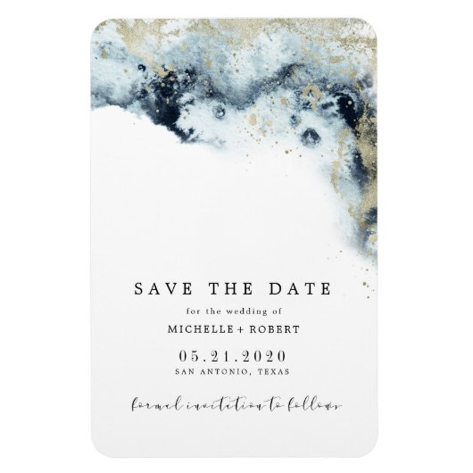 Waterverf Waves Gouden Bruiloft Save the Date Magneet (Verticaal)