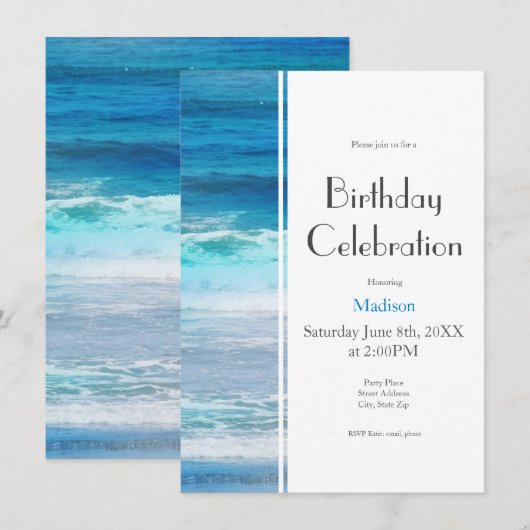 Waterverf Waves Kaart (Voorkant / Achterkant)