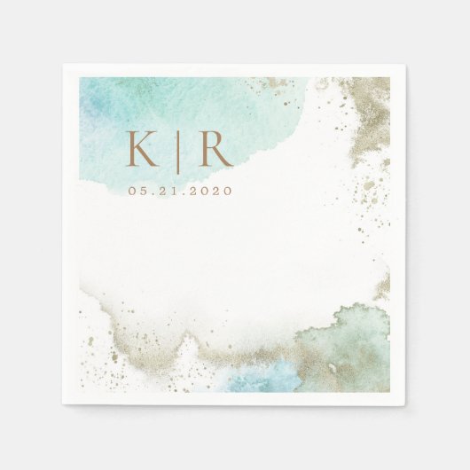 Waterverf Waves Kustpastel Papier Servet (Voorkant)