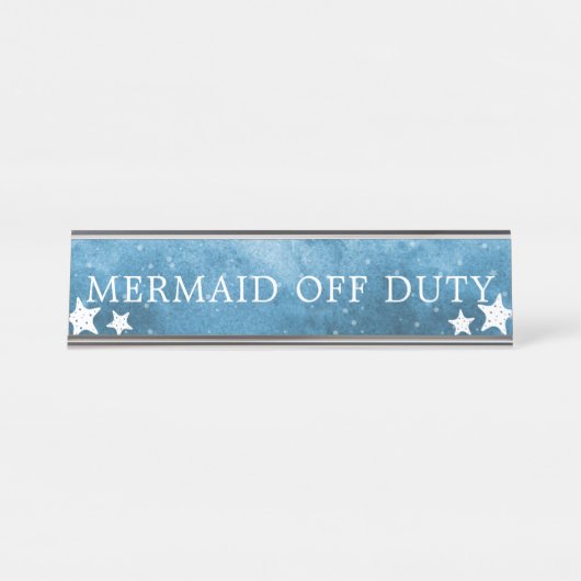 Waterverf Waves Mermaid Off Duty Starfish Sign Bureau Naambordje (Voorkant)