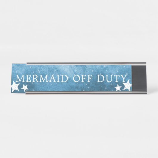 Waterverf Waves Mermaid Off Duty Starfish Sign Bureau Naambordje (Voorkant)