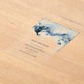 Waterverf Waves Minimalistisch Bewaar de datum Acryl Uitnodigingen (Laagn)