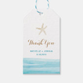 Waterverf Waves Ocean Beach Dank u Label Cadeaulabel (Voorkant)