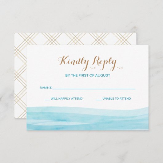 Waterverf Waves Ocean Beach Wedding Response Kaart (Voorkant / Achterkant)