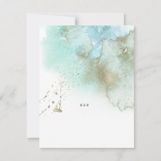 Waterverf Waves Pastel Bruiloft Diner Menu Kaart (Achterkant)