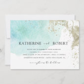 Waterverf Waves Pastel Bruiloft Kaart (Voorkant)