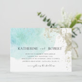 Waterverf Waves Pastel Bruiloft Kaart (Staand voorkant)