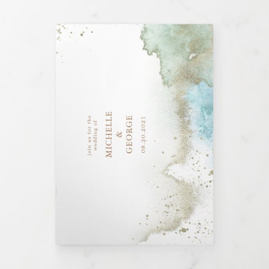 Waterverf Waves Pastel Drieluik Uitnodiging (Cover)