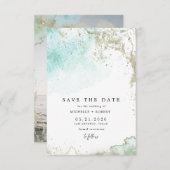 Waterverf Waves Pastel Foto opslaan van de datum Kaart (Voorkant / Achterkant)