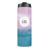 Waterverf Waves Roze Blauwgroen Patroon MONOGRAM Thermosbeker (Voorkant)