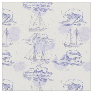 Waterverf Waves & Ships Patroon 2 Stof