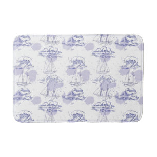 Waterverf Waves & Ships Patroon Badmat