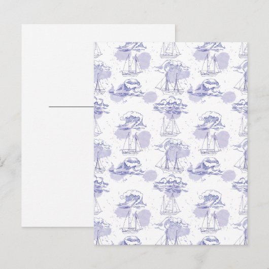 Waterverf Waves & Ships Patroon Briefkaart (Voorkant / Achterkant)