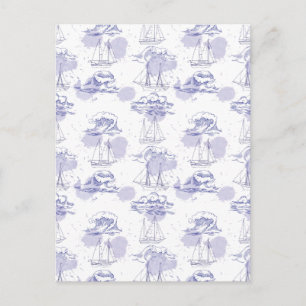 Waterverf Waves & Ships Patroon Briefkaart