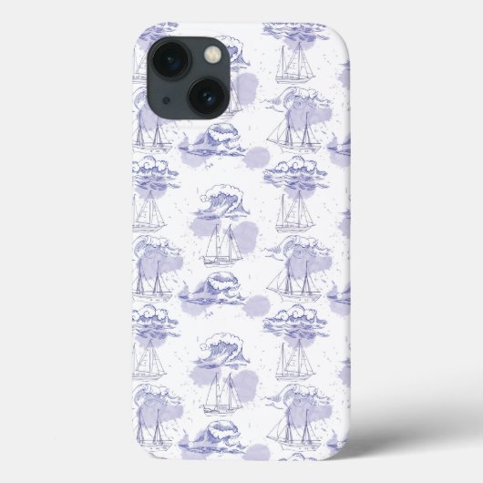 Waterverf Waves & Ships Patroon Case-Mate iPhone Case (Achterkant)
