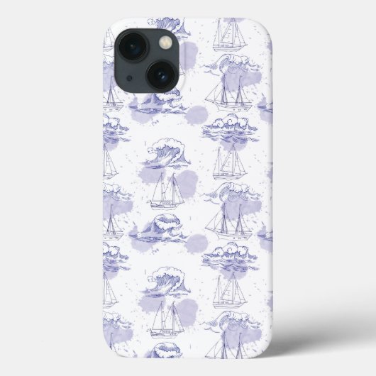 Waterverf Waves & Ships Patroon Case-Mate iPhone Case (Achterkant)
