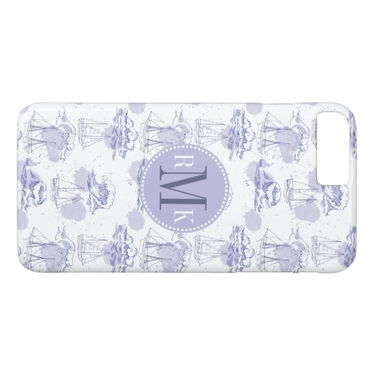 Waterverf Waves & Ships Patroon Case-Mate iPhone Case (Achterkant (Horizontaal))