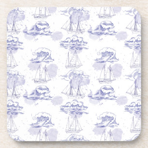 Waterverf Waves & Ships Patroon Drankjes Onderzetter