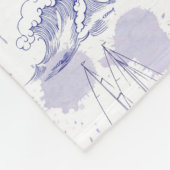 Waterverf Waves & Ships Patroon Fleece Deken (Hoek)