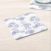 Waterverf Waves & Ships Patroon Kartonnen Onderzetters (Schuin)