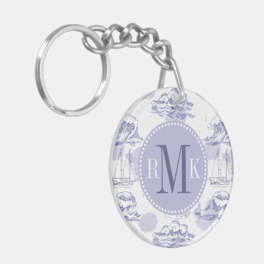 Waterverf Waves & Ships Patroon Sleutelhanger (Voorkant Links)
