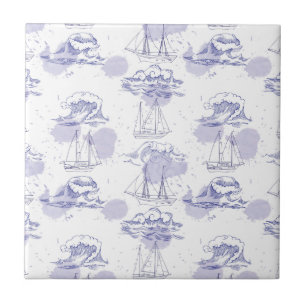 Waterverf Waves & Ships Patroon Tegeltje