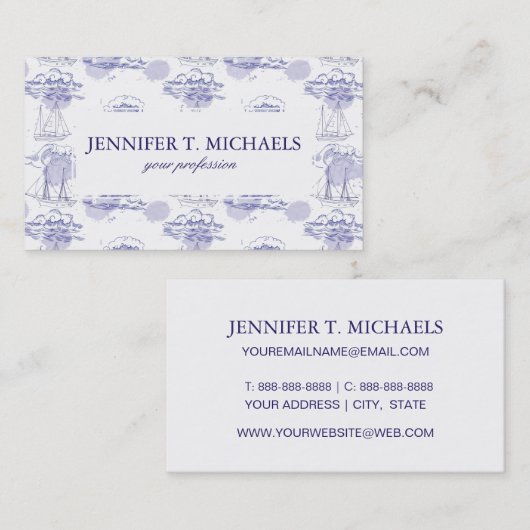Waterverf Waves & Ships Patroon Visitekaartje (Voorkant / Achterkant)